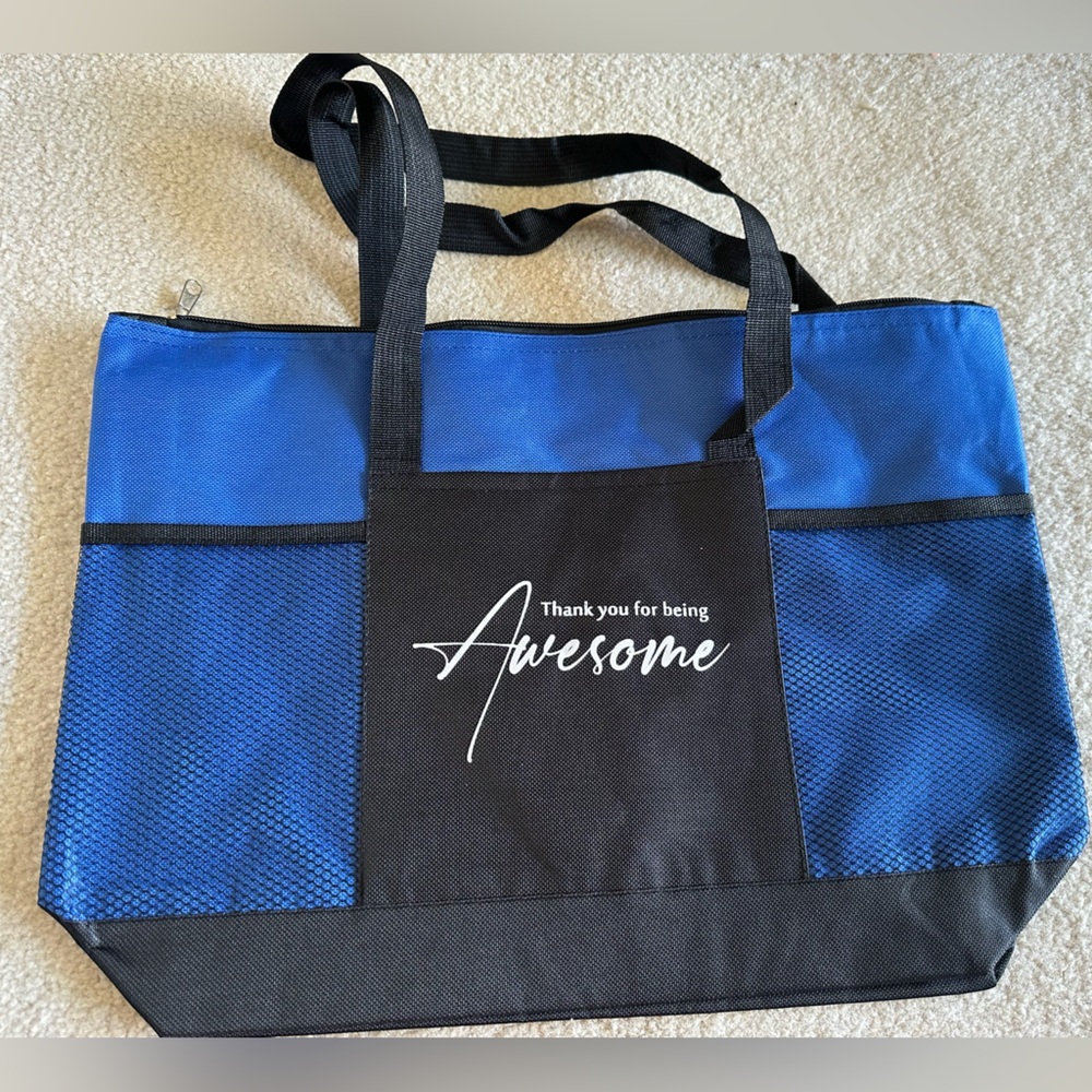 Blue and Black Canvas Tote Bag